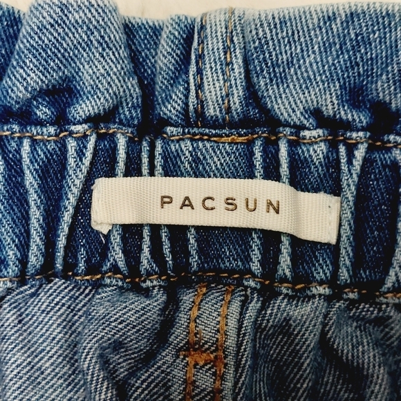 PacSun Blue Cotton Denim Casual Button Elastic Waist Mom Jeans P6251 - Picture 7 of 10